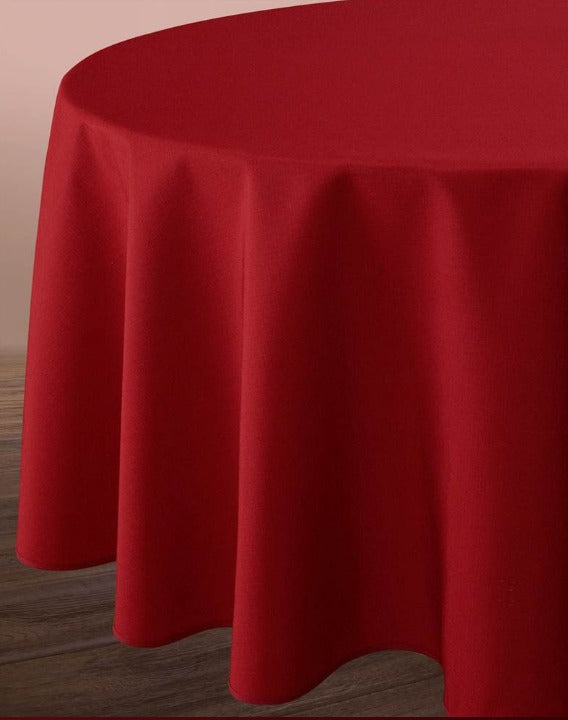 nappe effet lin ronde rouge